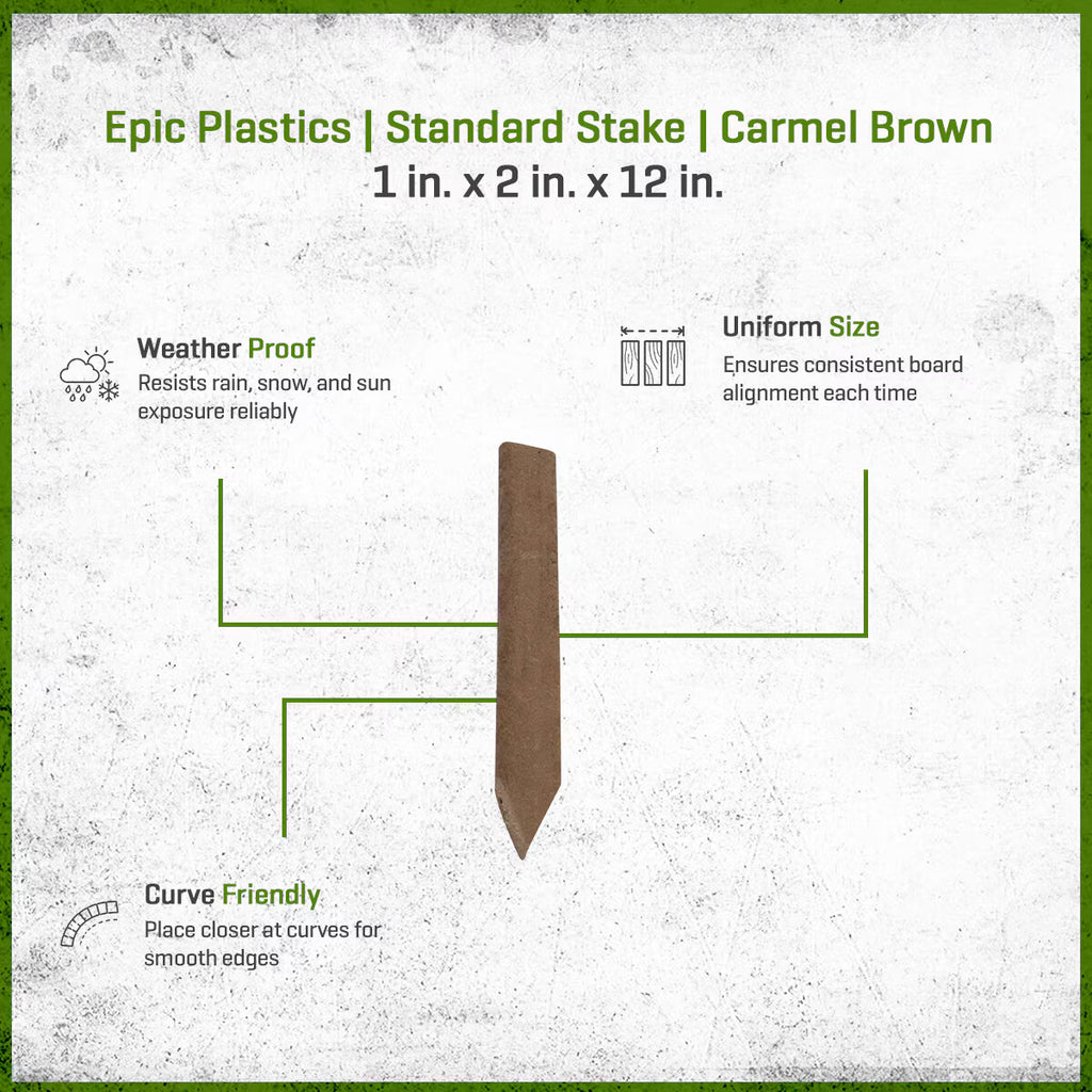 Epic Plastics Standard Stake Carmel Brown 1 in. x 2 in. x 12 in.
