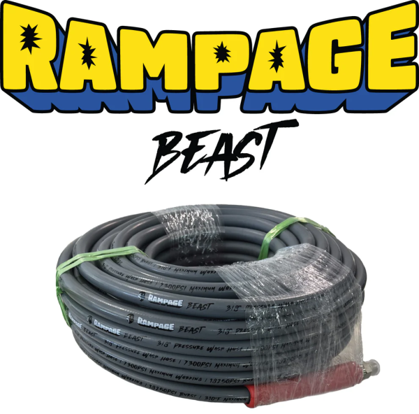 RAMPAGE BEAST 50' Smooth Gray 1/2" Double Wire 6200 PSI High Pressure Hose